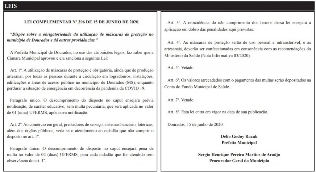 Lei foi sancionada em publicação de hoje do Diário Oficial do Município (Foto: Reprodução)