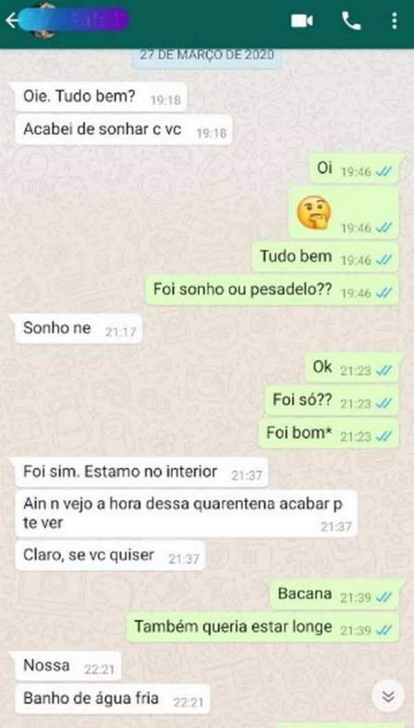 Um trecho da conversa entre Fábio e o ex - Foto: Reprodução