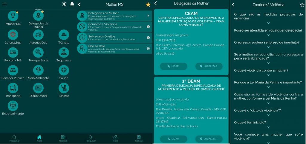 Algumas opções disponíveis no app - Foto: Assessoria/Governo de MS