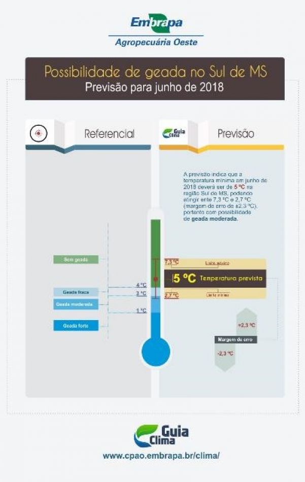 Embrapa Agropecuária Oeste divulgou sistema que permite indicar ocorrência de geadas nos próximos três meses (Foto: Reprodução)