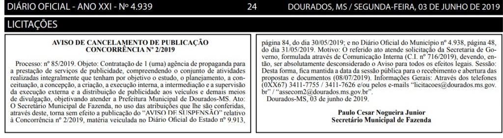 Cancelamento do aviso de suspensão foi publicado nesta sexta-feira (Foto: Reprodução)