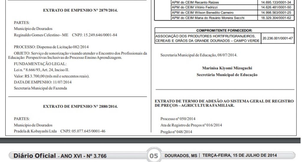 Extrato de empenho publicado em 2017 mostra empresa com nome anterior (Foto: Reprodução)