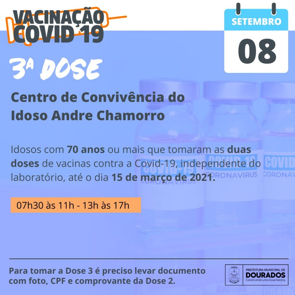 Confira como está a vacinação de Dose 3 em Dourados