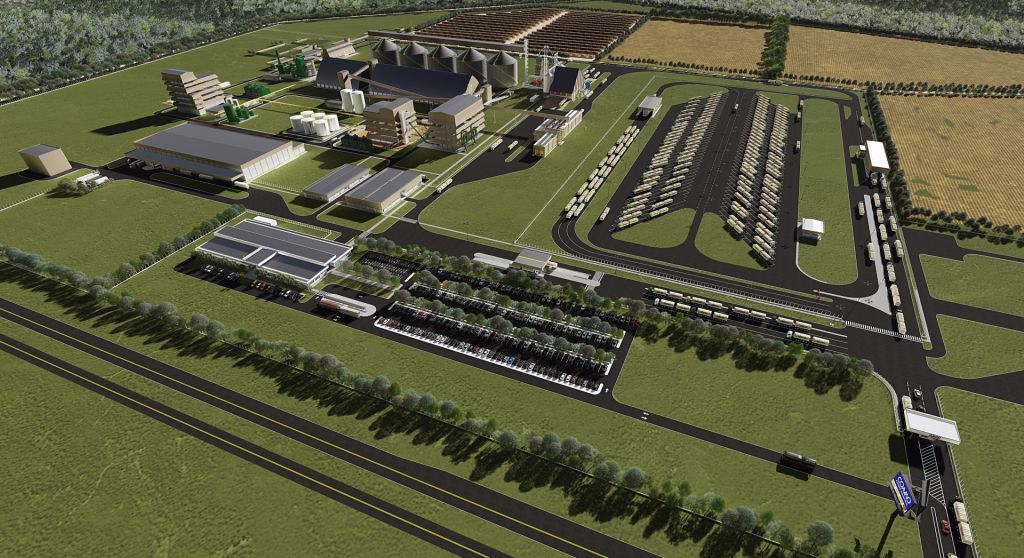 Projeto em 3D das indústrias da Coamo em Dourados