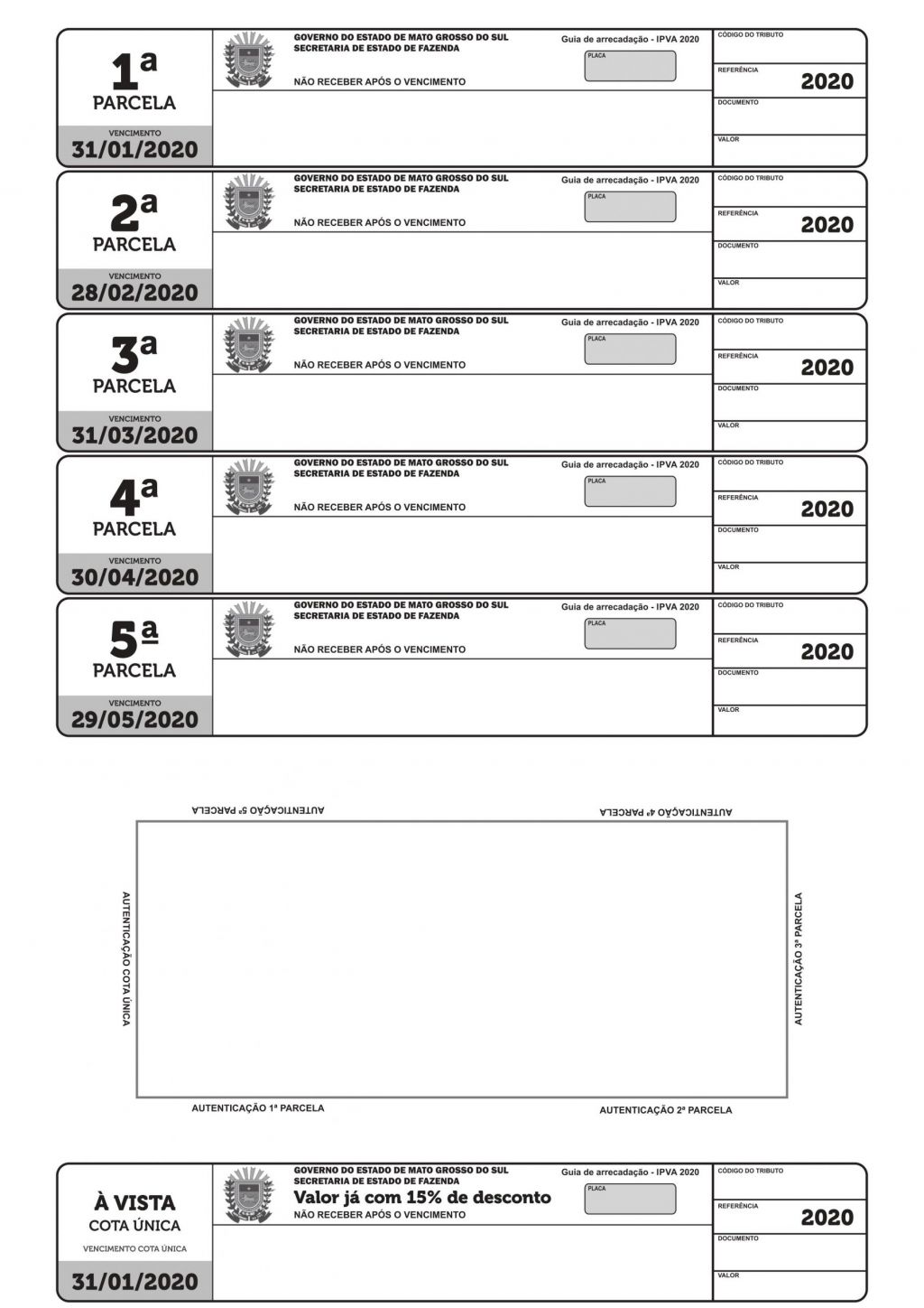 O IPVA também pode ser parcelado, sem desconto, em até cinco vezes.