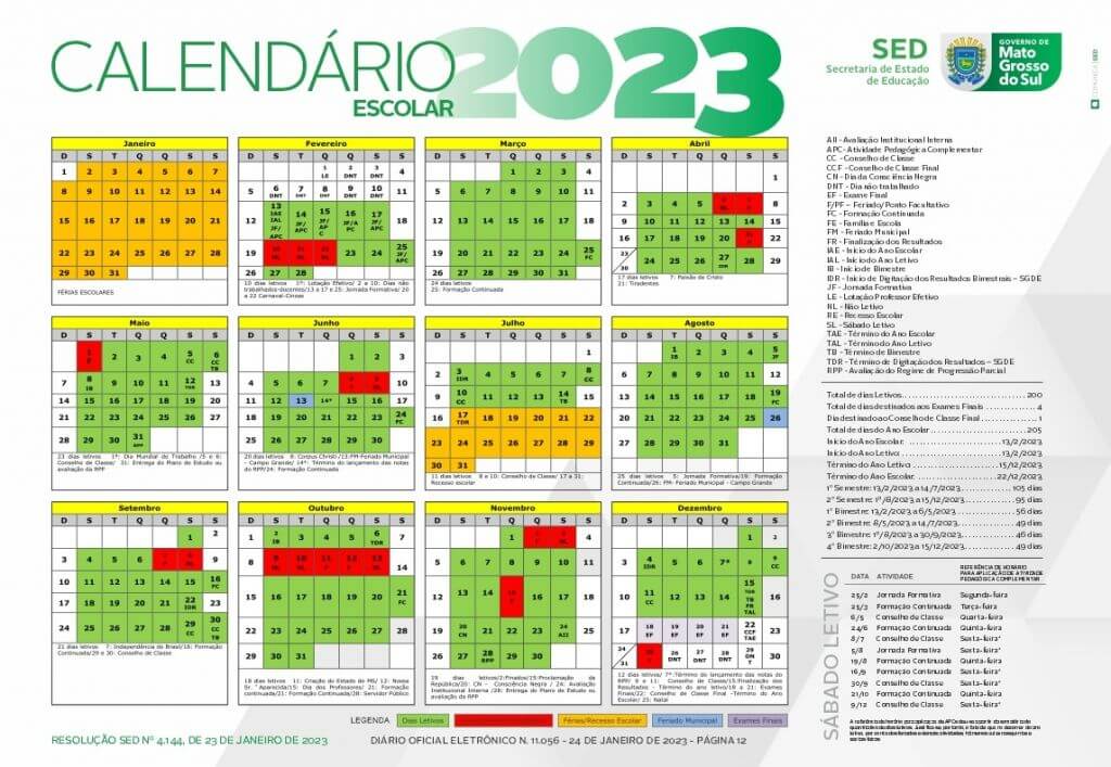 Calendário Escolar De 2023 é Divulgado Com 205 Dias Letivos Incluindo