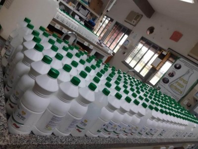 UFGD também está produzindo e doando álcool 70% (Foto: Divulgação/HU-UFGD)