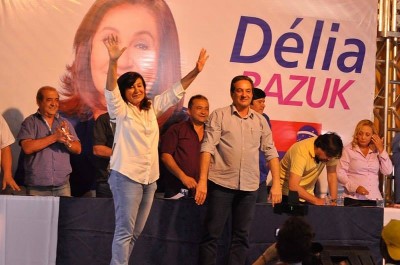 Délia Razuk e seu vice, Marisvaldo Zeuli, durante a convenção que os lançou para a disputa da prefeitura (Foto: Divulgação)