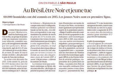 Jornal francês fala do aumento da violência no Brasil