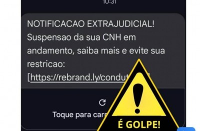 Detran alerta sobre SMS com notificação extrajudicial de suspensão de CNH