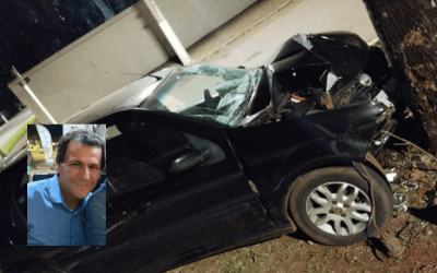 Carro conduzido pela vítima ficou com a frente totalmente destruída; Foto: Ligado Na Notícia