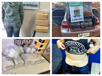 Ocorrências atendidas pelo 3º BPM durante a semana passada envolveram flagrantes de três modalidades diferentes de tráfico de drogas (Foto: Divulgação/PM)