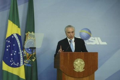 O presidente Michel Temer faz pronunciamento após aprovação do relatório que desautoriza o STF a investigá-lo Valter Campanato/Agência Brasil