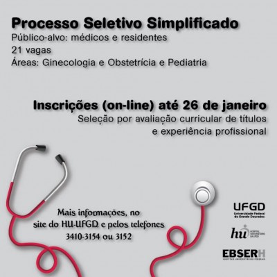 Inscrições para seleção simplificada de médicos terminam nesta sexta