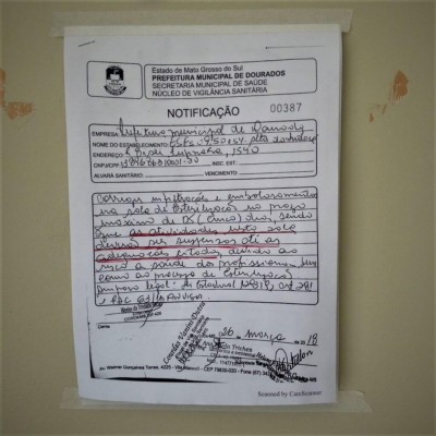 Notificação da Vigilância Sanitária de Dourados (Foto: reprodução)