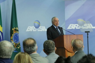 Em pronunciamento, o presidente Michel Temer anuncia o uso de forças federais de segurança para liberar rodovias bloqueadas por caminhoneiros (Foto: Antônio Cruz/Agência Brasil)