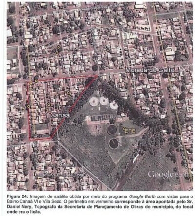 Relatório anexado ao inquérito mostra área investigada por suposto risco (Foto: Reprodução)