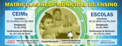 Período é válido para matrículas em escolas e centros de educação infantil do município (Foto: Divulgação)