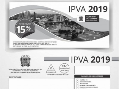 Boleto do IPVA 2019 (Foto: reprodução/Governo de MS)