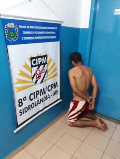 Homem foi levado a Delegacia de Polícia de Sidrolândia - Foto: Divulgação/PM