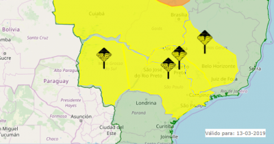 Alerta de tempestade para todo o Mato Grosso do Sul (Foto: Reprodução/Inmet)