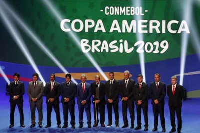 Treinadores das seleções no sorteio dos grupos da Copa América Brasil 2019, na Cidade das Artes, no Rio de Janeiro. - Fernando Frazão/Agência Brasil