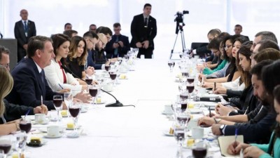 Presidente Jair Bolsonaro recebeu jornalistas para um café da manhã no Planalto - Marcos Corrêa/PR