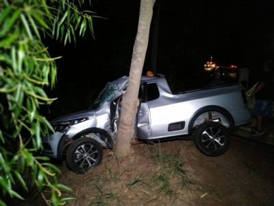 A vítima perdeu o controle do carro e bateu em uma árvore na MS-147 - Foto: Adilson Domingos