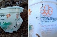 Embalagem de iogurte achada em praia na França - Foto: Reprodução