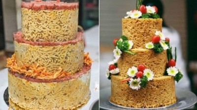 Bolos de casamento feitos de macarrão instantâneo - Foto: Reprodução/Instagram(tot.aw)