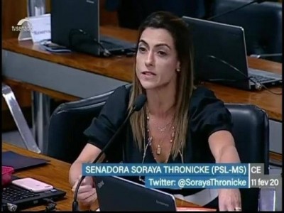 Soraya Thronicke durante audiência no Senado na tarde desta terça-feira (Foto: Reprodução)