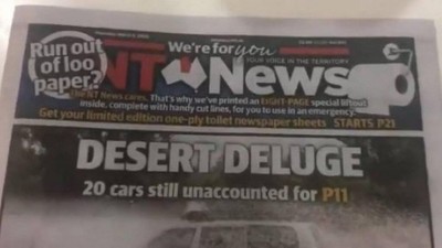 Jornal australiano dá a leitor oito páginas de 'papel higiênico' (Foto: Reprodução/Twitter)