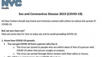 Cartilha em NY orienta sobre comportamento sexual em tempos de coronavírus (Foto: Reprodução)