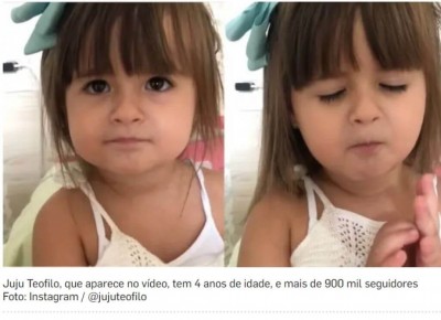 Juju Teofilo, que aparece no vídeo, tem 4 anos de idade, e mais de 900 mil seguidores - Foto: Instagram / @jujuteofilo