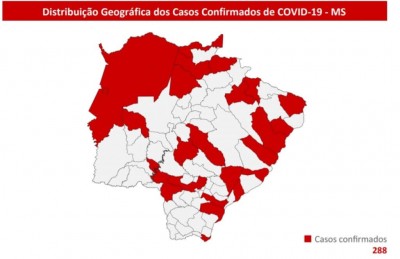 Gráfico mostra municípios de MS com confirmações de Covid-19 - Covid-19