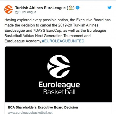Euroliga 2019/2020 é cancelada (Foto: reprodução/Turkish Airlines EuroLeague )