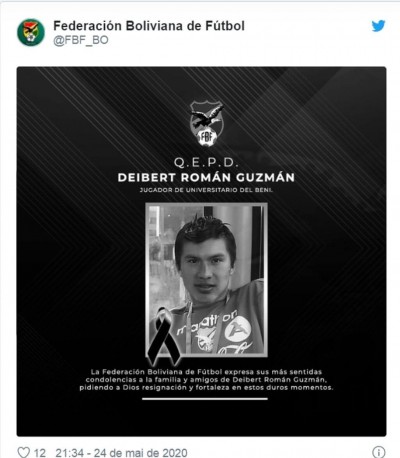 Covid-19: Federação atesta 1ª morte de jogador de futebol na Bolívia (Foto: reprodução/ Federación Boliviana de Fútbol)
