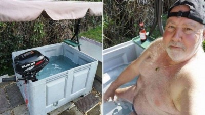 Paul Vaughan e sua 'banheira de hidromassagem' - Foto: Reprodução/Facebook(Paul Vaughan)