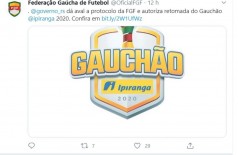 Campeonato Gaúcho já tem data de reinício, 23 de julho (Foto: reprodução/Twitter: Federação Gaúcha de Futebol)