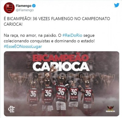 Flamengo vence por 1 a 0 e conquista seu 36º título Carioca (Foto: reprodução/Twitter/Flamengo)