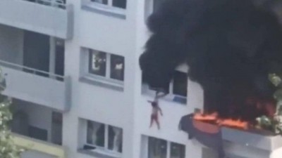 Crianças pulam de prédio na França e escapam de incêndio; vídeo tem imagens fortes (Foto: reprodução)