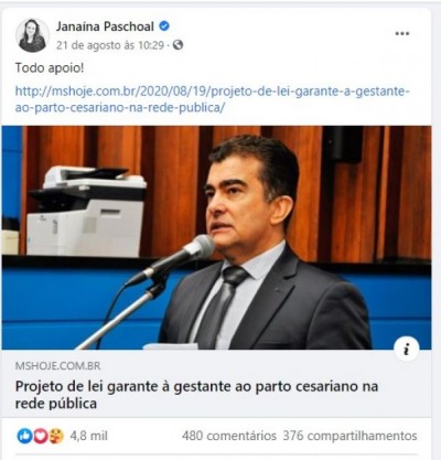 Deputada em São Paulo, Janaína Paschoal declarou total apoio ao projeto de Marçal Filho (Foto: Reprodução)
