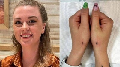 D'Kodia tatuou as iniciais de 'direita' e 'esquerda' nas mãos para não se confundir mais Foto: Reprodução/Instagram(DKodia e hunterandfoxtattoo)