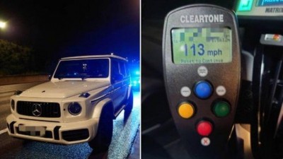 Mercedes apreendido e a velocidade médica aferida pela polícia na Inglaterra: 180 km/h Foto: Divulgação/Derbyshire Roads Policing Unit