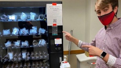 Máquina de venda automática com testes para Covid-19 em universidade de Utah (Foto: Divulgação)