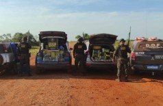 Segundo os detidos, eles pegaram os veículos carregados em Coronel Sapucaia e levariam até a cidade de Naviraí (Foto: Divulgação/DOF)