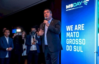 Governador Eduardo Riedel apresenta potencialidades de Mato Grosso do Sul em evento internacional (Foto: Divulgação)