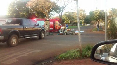 Ciclista fica ferido em acidente na Rua Ponta Porã