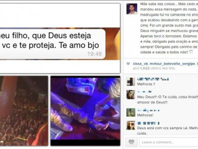O vocalista postou uma mensagem sobre o acidente em uma rede social (Reprodução)