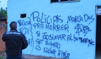 Muro é pichado com ameaças de morte contra policiais militares em MS
